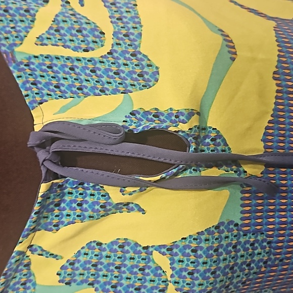 NWT Hale Bob | Blue & Green Print Silk Mid Length Dress with sleeves | La… - Picture 9 of 11